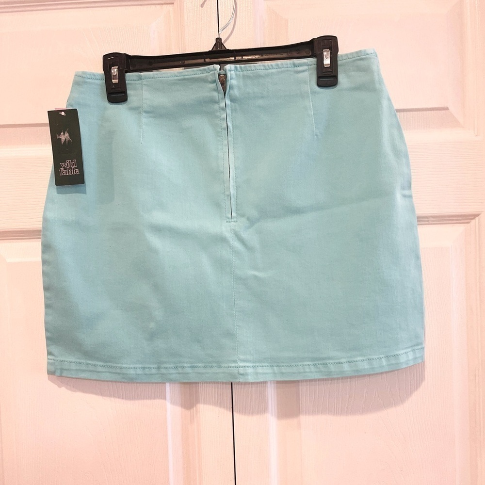 Wild Fable Women Stretchy Glitter Turquoise Colored Mini Skirt Size 12 - Picture 15 of 15